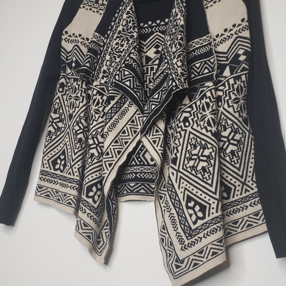 Lucky brand black tan cardigan Aztec, Boho, Indie Western Womans size medium - Picture 2 of 8
